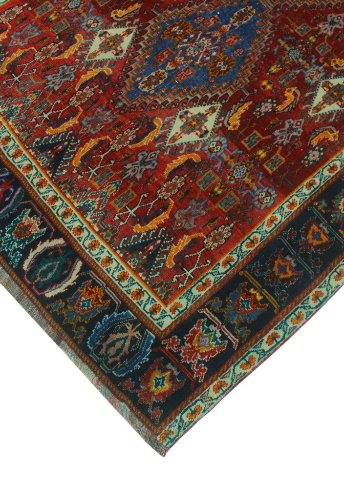 Vintage Distressed Fazal Red Rug