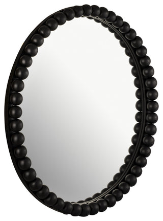 Baria Wooden Round Wall Mirror, Black