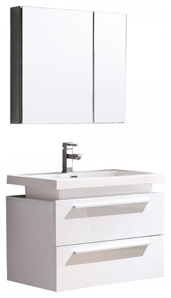 Fresca Medio 32" White Modern Bathroom Vanity With Medicine Cabinet