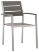 Shore Outdoor Patio Aluminum Dining Armchair, Silver Gray