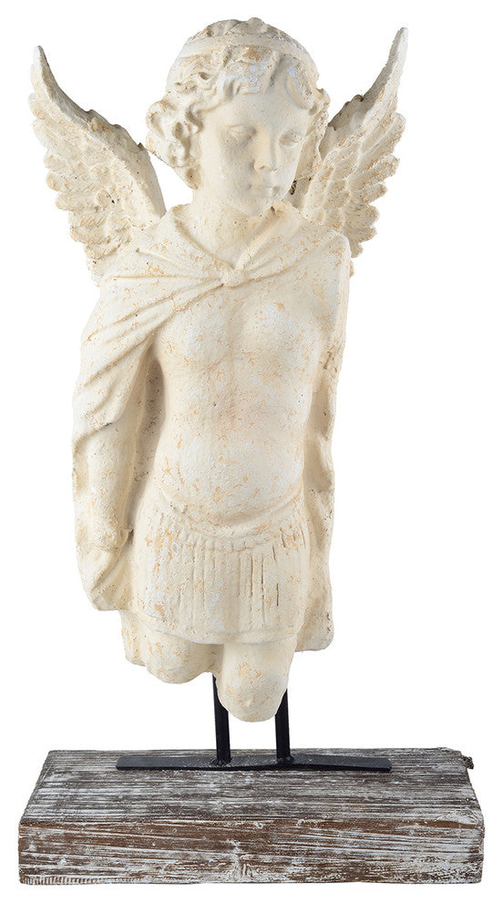 Magnesia and Metal Garden Angel Bust, Beige