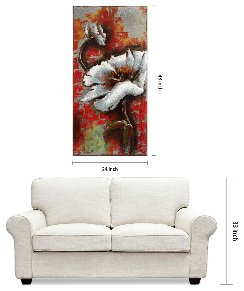 "Garden Rose" Mixed Media Iron Hand Painted Dimensional Wall Art Set of 2