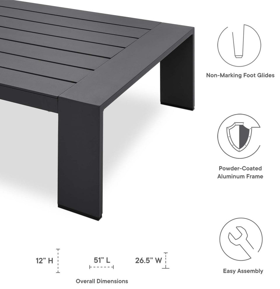 Lounge Sectional Sofa Chair Table Set, Gray, Aluminum, Modern, Outdoor