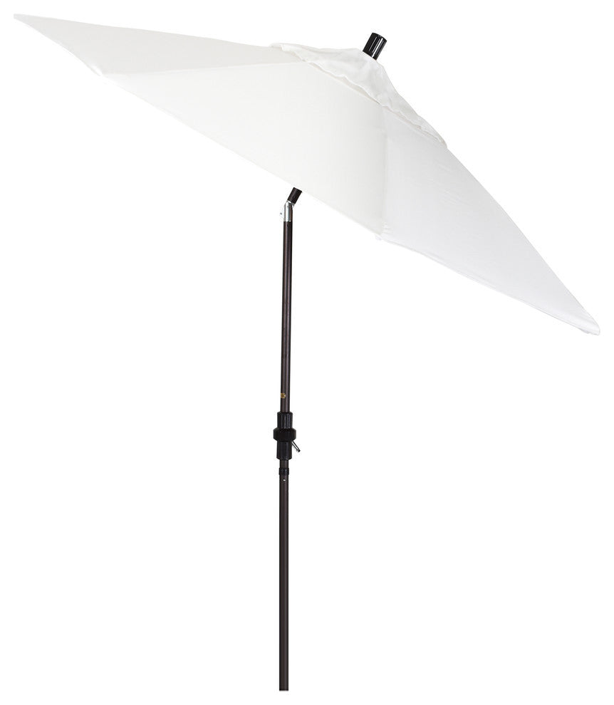 9' Bronze Collar Tilt Lift Fiberglass Rib Aluminum Umbrella, Olefin, White