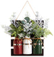 17" Holiday Assorted Christmas Pine Hanging Three Piece Mason Jar Arrangement