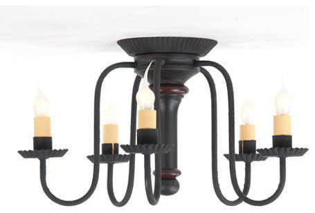 Berkshire Ceiling Light in Sturbridge Colors, Black Over Red