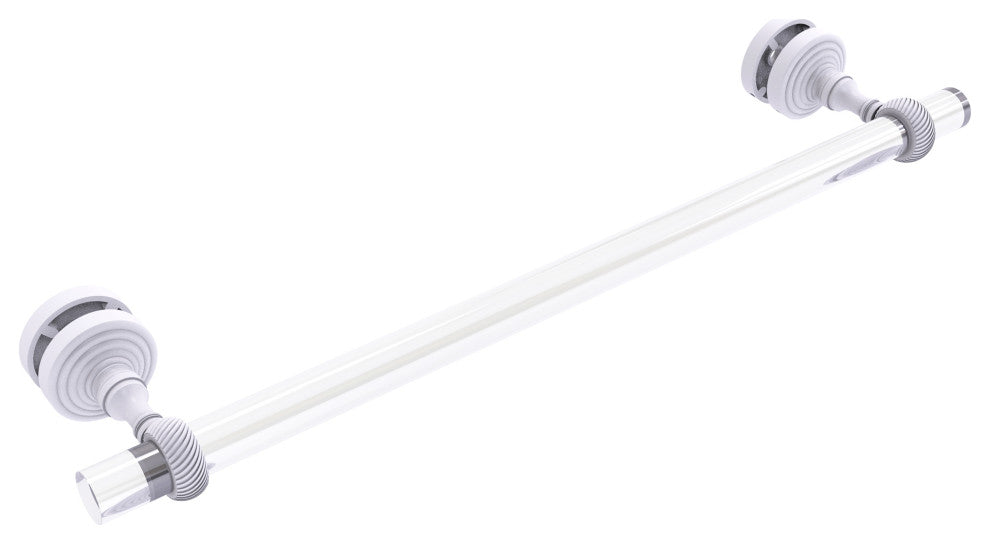 Pacific Grove 18" Shower Door Towel Bar with Twisted Accents, Matte White