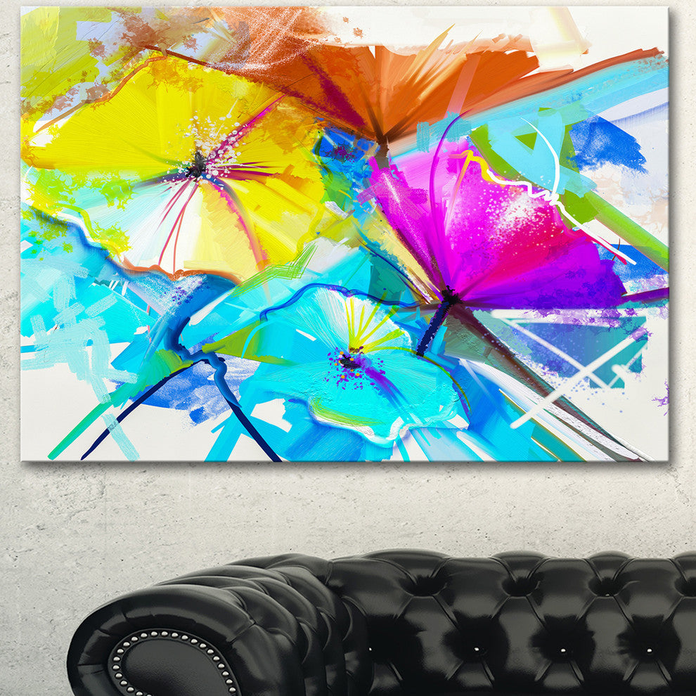 Abstract Spring Flowers Still Life, Extra Large Floral Wall Art, 40"x30"