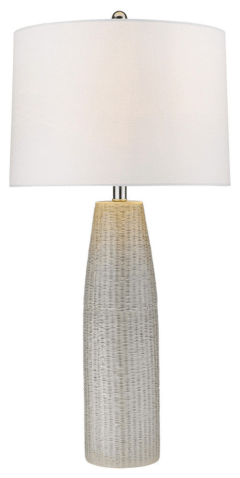 33" White Ceramic Table Lamp With White Empire Shade