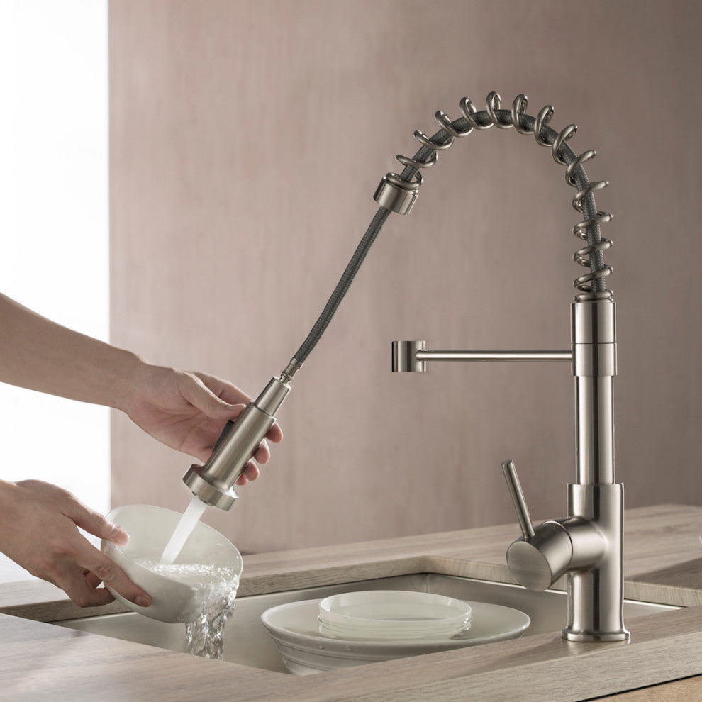Blossom Lead Free, Solid Brass, Single Handle, Pull Out Kitchen Faucet, Brush Ni