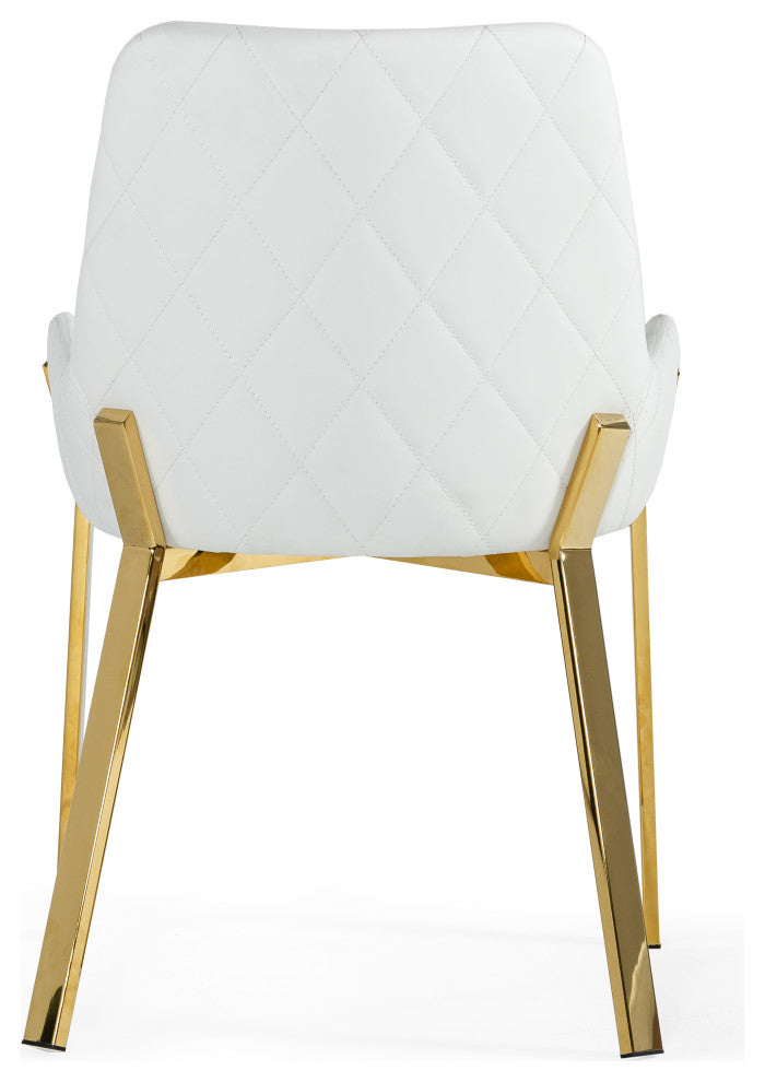 Modrest Ganon Modern White and Gold Dining Chair