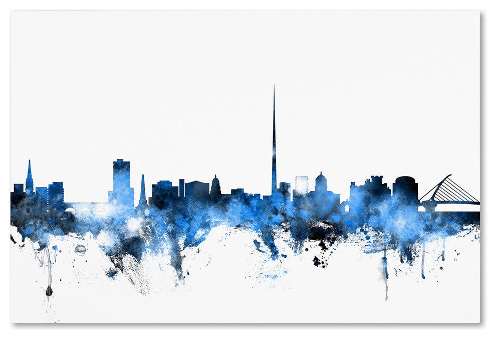 Michael Tompsett ''Dublin Ireland Skyline White'' Canvas Art, 12x19