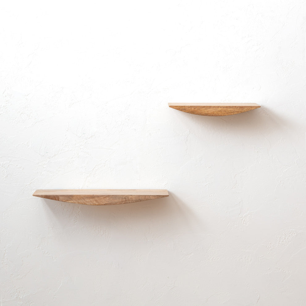 Hutch Set of 2 Wall Mounted Shelves, Natural