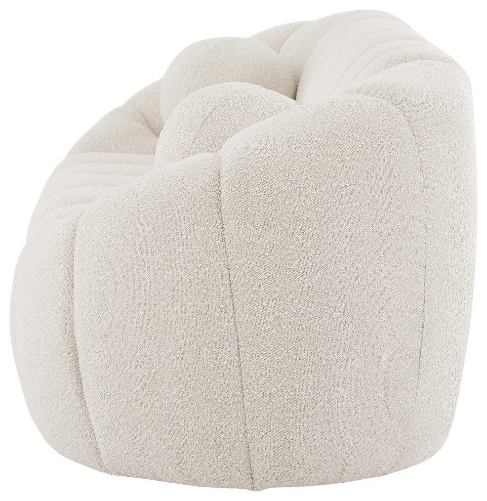 Elijah Boucle Fabric Upholstered Sofa, Cream