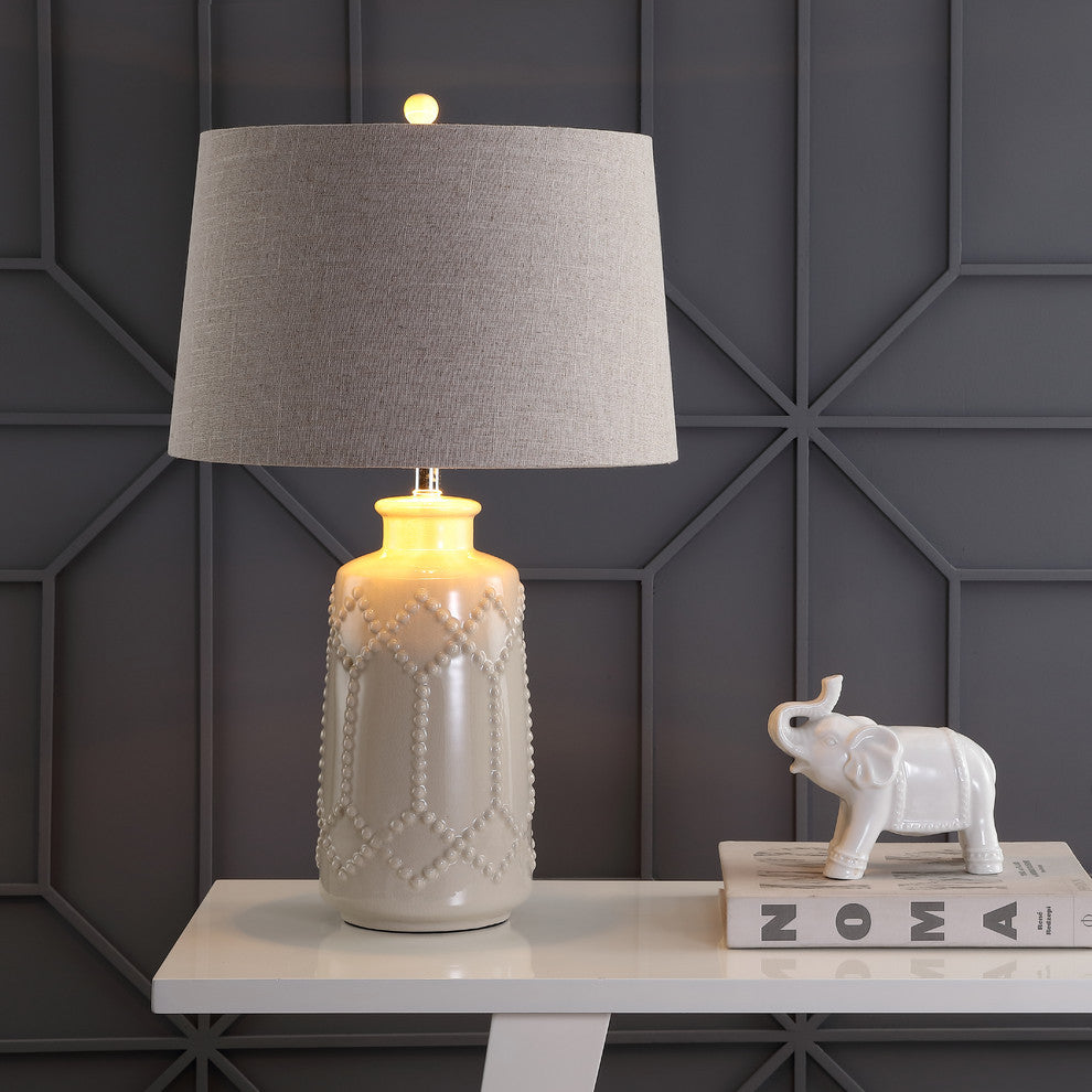 Alice Ceramic LED Table Lamp, Cream, 26", Cream and White