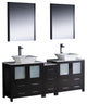 Torino 72" Espresso Modern Double Sink Bathroom Vanity, Faucet FFT3072CH