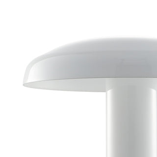 Suillius 11" Rechargeable/Cordless Iron Integrated Mushroom Table Lamp, White