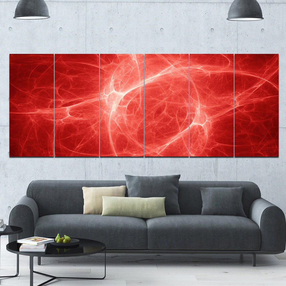 Bright Lightning on Red Sky, Floral Canvas Art Print, 70"x28", 6 Panels