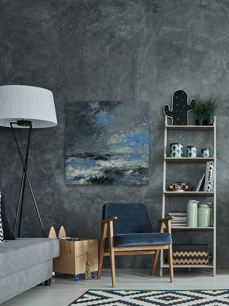 "Dark Stormy Clouds" Painting Print on Wrapped Canvas, 24"x24"