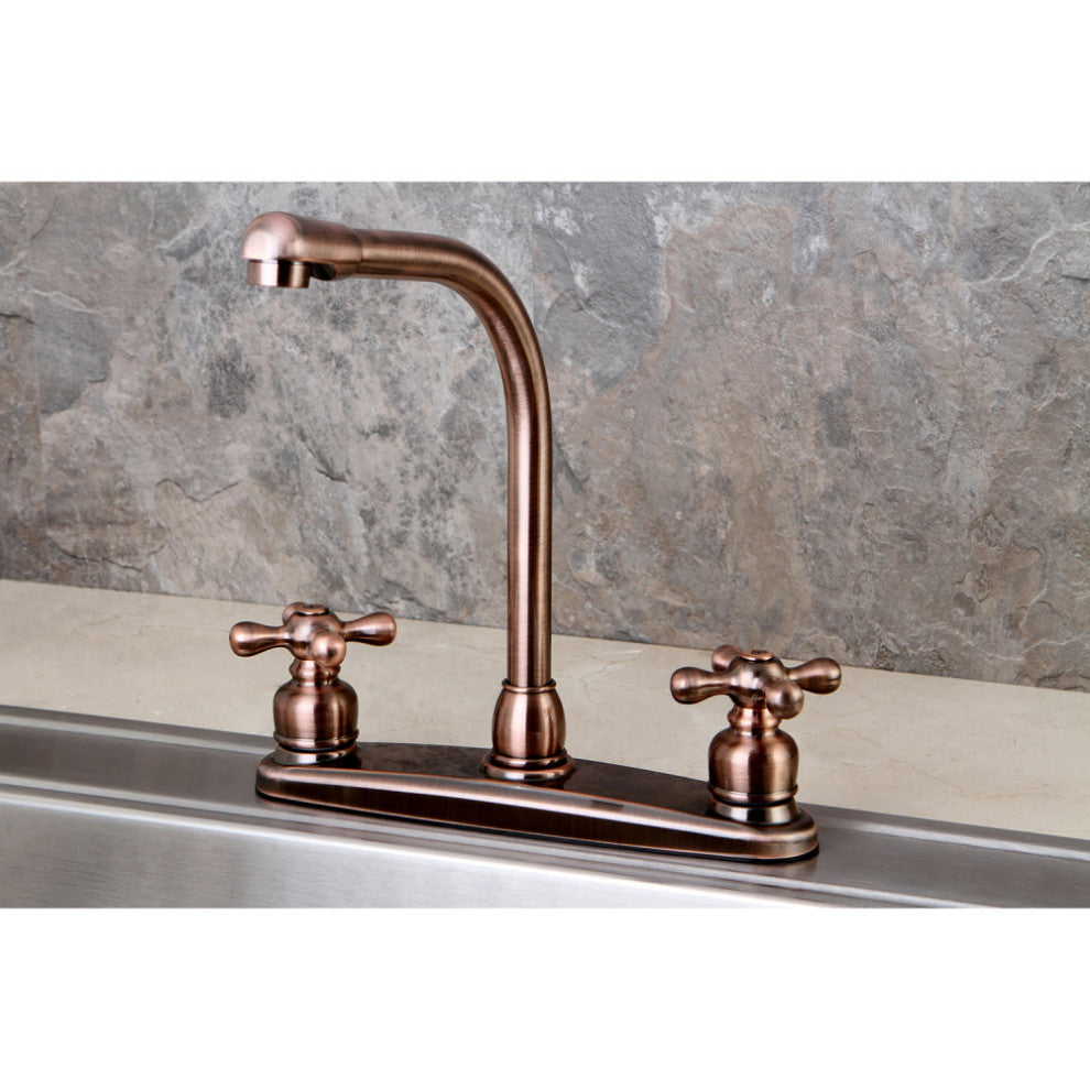 Kingston Brass KB716AXLS Victorian Centerset Kitchen Faucet, Antique Copper