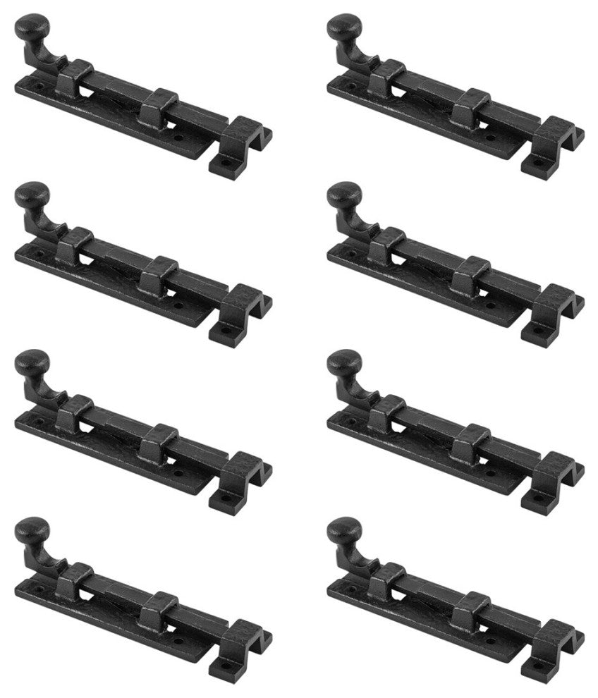 Black Wrought Iron  Cabinet or Door Slide Bolt 4" W Pack of 8