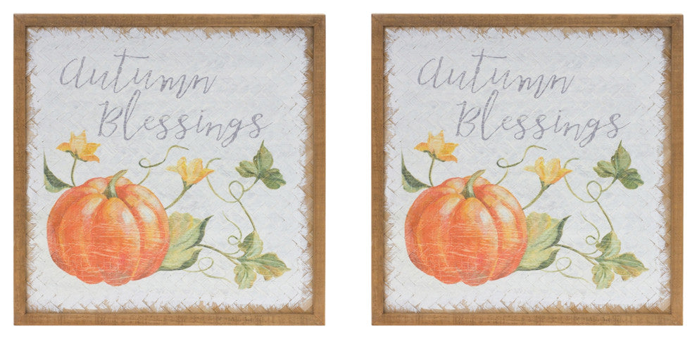 Autumn Blessing Pumpkin Sign, Set of 2