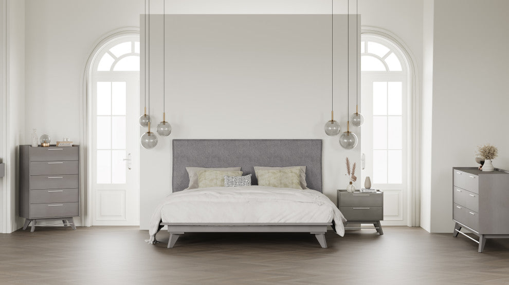 Portland Wood Platform Bed, Gray, King