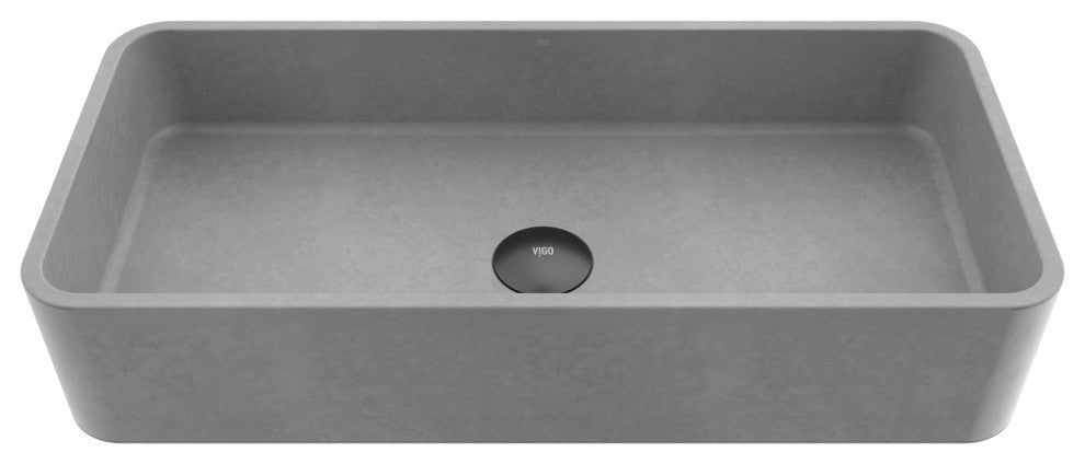 VIGO Palazzo 24"L x 11"W x 5"H Concreto Stone Rectangular Bathroom Vessel Sink
