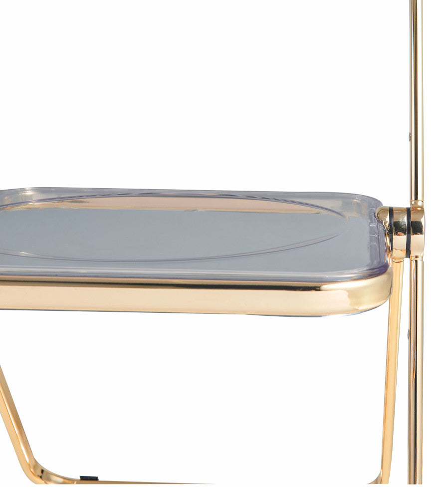Lawrence Acrylic Folding Chair With Gold Frame, Transparent Black