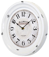 16" Circular Iron Wall Clock Distressed White Iron Frame