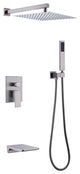 Givingtree Wall Mounted Square Shower System 3 Function 10 in,Brushed Nickel