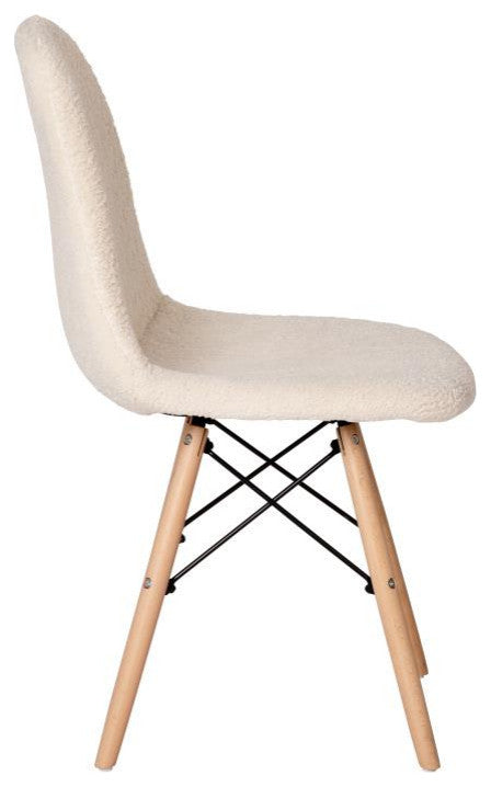 Zula Modern Padded Armless Faux Sherpa Accent Chair With Beechwood Legs, Off-Whi