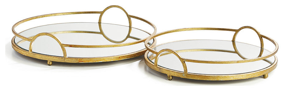 Hudson Mirrored Trays, Set of 2