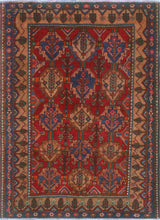 Fine Vintage Distressed Cynrik Red/Beige Rug, 5'1 x 6'11