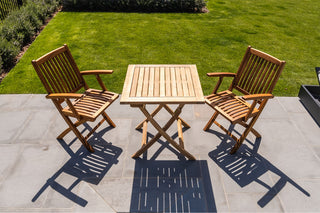 Nordic Style Natural Teak Square Folding Patio Table 28"