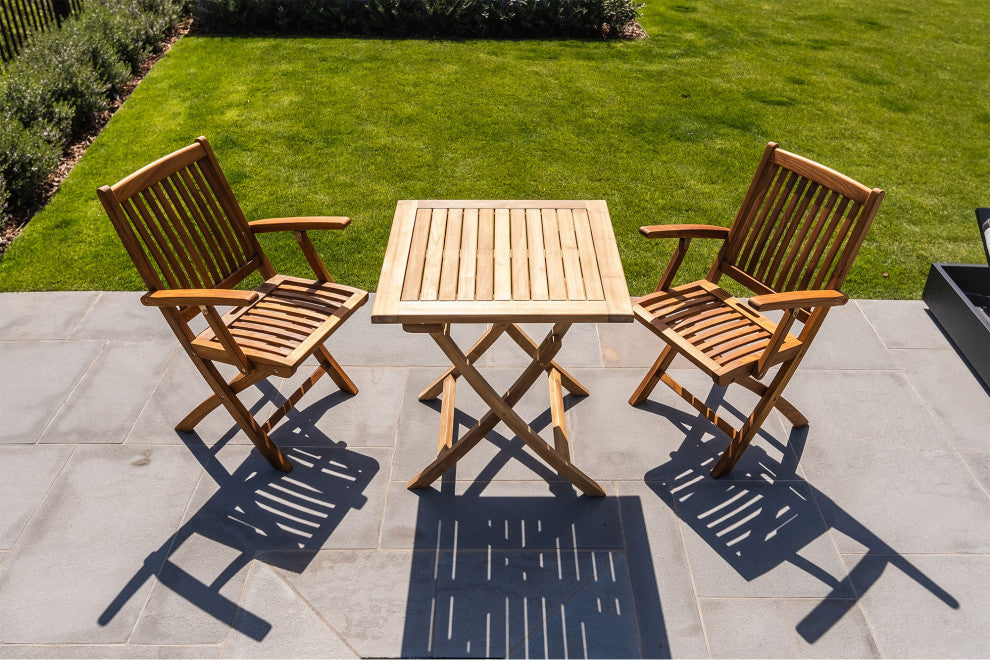 Nordic Style Natural Teak Square Folding Patio Table 28"