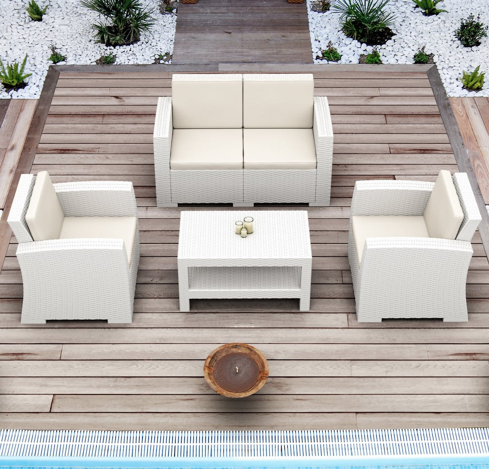 Compamia Monaco Patio Coffee Table, White