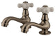 Kingston Brass Basin Faucet With Porcelain Cross Handle, Brushed Nickel