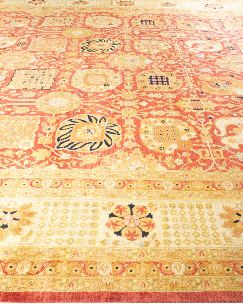 Eclectic, One-of-a-Kind Hand-Knotted Area Rug  - Orange, 12' 0" x 18' 6"