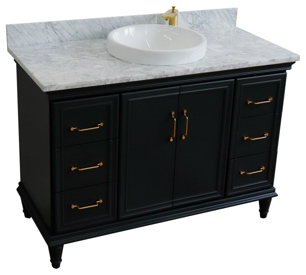 49" Single Sink Vanity, Dark Gray Finish With White Carrara Marble