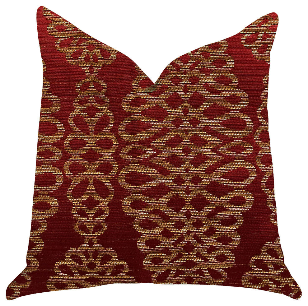 Sweet Henna Luxury Throw Pillow in Red and Gold, 26"x26"