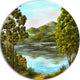 Mountain Lake With Blue Water, Landscape Disc Metal Wall Art, 23"
