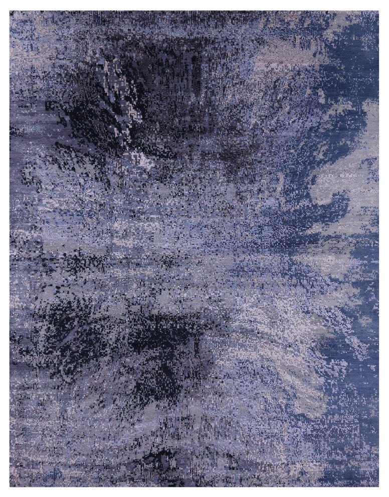 8' 0" X 10' 3" Wool and Silk Modern Hand Knotted Rug Q8650