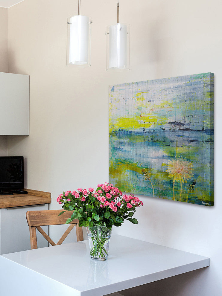 "Water Blooms" Painting Print on Wrapped Canvas, 48"x48"