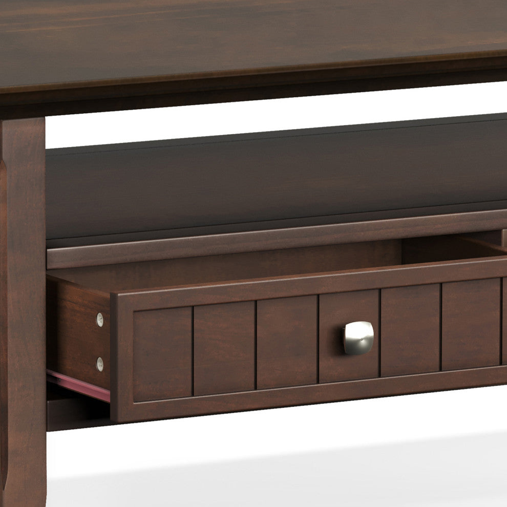 Acadian Solid Wood Coffee Table With Drawer, Brunette Brown