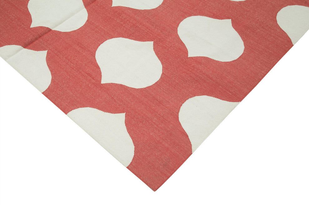 Rug N Carpet - Handmade Wool 6' 0'' x 8' 10'' Modern Design Dhurrie Kilim Rug