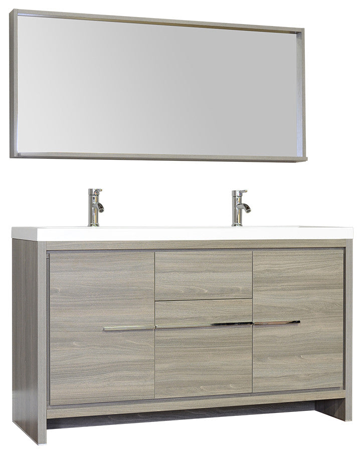 The Modern 57 Inch Double Modern Bathroom Vanity In Gray Without Mirro