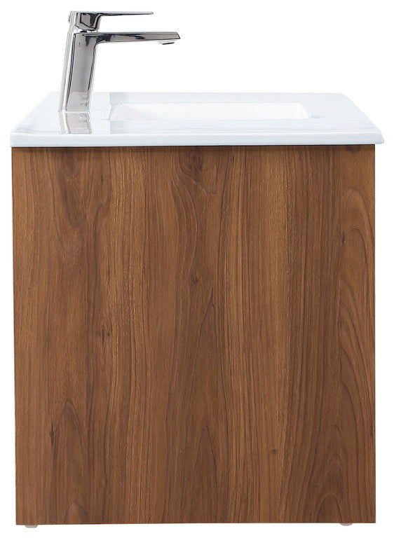 Single Bathroom Floating Vanity, Walnut Brown, 48"