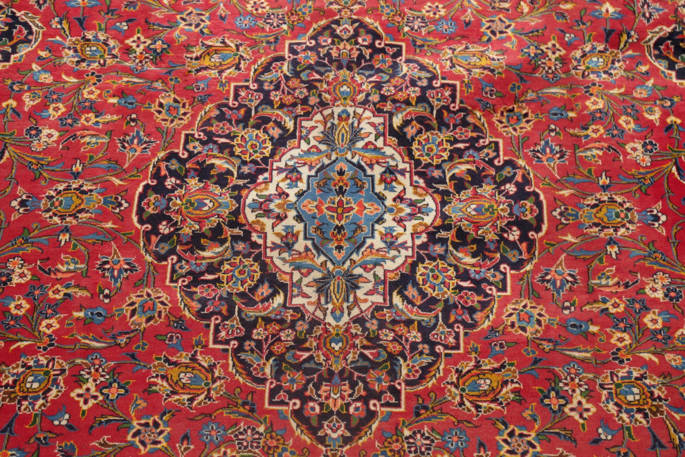 Consigned, Traditional Handmade Vintage Oriental Persian Area Rug, Red, 10x15
