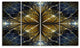 Digital Gold Fractal Flower Pattern, Abstract Wall Art Canvas, 48"x28", 4 Panels